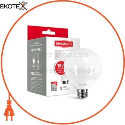 Maxus 1-LED-903 лампа светодиодная g95 15w 3000k 220v e27