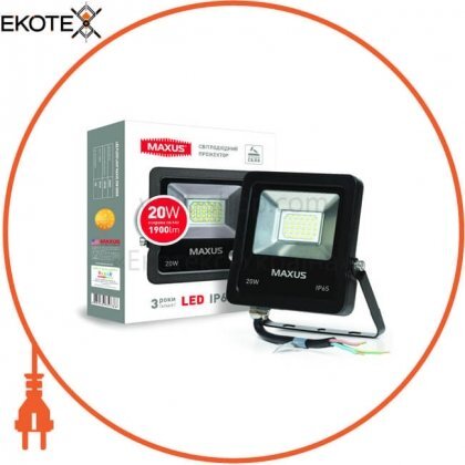 Світлодіодний прожектор MAXUS 20W, 5000K, Maxus, 1-MAX-01-LFL-2050