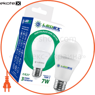 Ledex 100141 led лампа ledex , 7w, e27, 665lm, 4000к нейтральный, матовое стекло, 270град,  чип: epistar (тайвань)