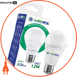 Ledex 100142 светодиодная лампа ledex, 12w, e27, 1140lm, 4000к нейтральный, матовое стекло, 270град,  чип: epistar (тайвань)