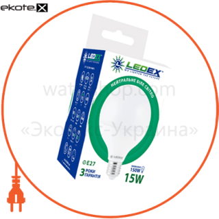 Ledex 100236 led лампа ledex 15w globe, e27, 1425lm, 4000к, 270град, чип: epistar (тайвань)