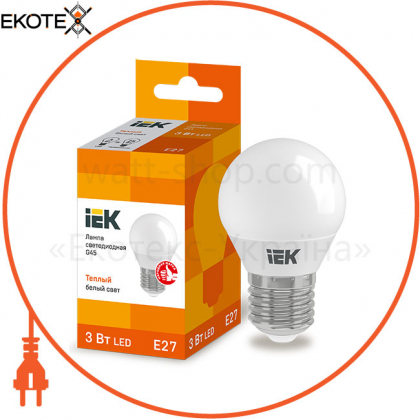 Лампа світлодіодна G45 шар 3Вт 230В 3000К E27 IEK, IEK, LLE-G45-3-230-30-E27