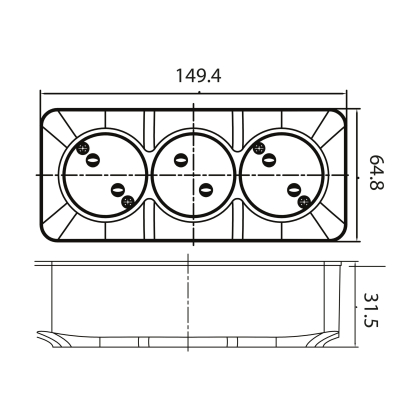 Розетка потрійна без заземлення біла POWER MAX-3, Horoz Electric, 104-008-0001-010