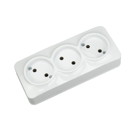 Розетка потрійна без заземлення біла POWER MAX-3, Horoz Electric, 104-008-0001-010