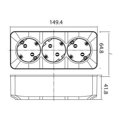 Розетка потрійна з заземленням біла POWER MAX-3E, Horoz Electric, 104-008-0002-010