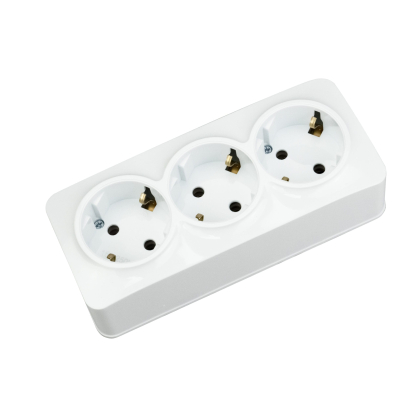 Розетка потрійна з заземленням біла POWER MAX-3E, Horoz Electric, 104-008-0002-010