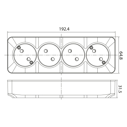 Розетка четверна з заземленням біла POWER MAX-4Е, Horoz Electric, 104-008-0004-010
