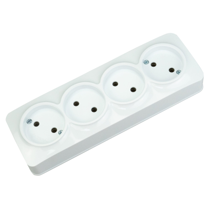 Розетка четверна з заземленням біла POWER MAX-4Е, Horoz Electric, 104-008-0004-010