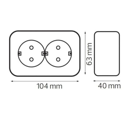 Розетка подвійна з заземленням біла EVA, Horoz Electric, 112-004-0002-010