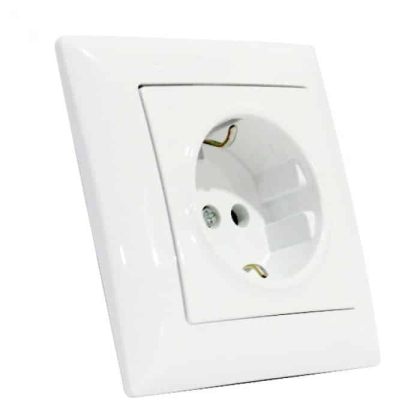 Розетка одинарна з заземленням біла TINA, Horoz Electric, 112-005-0009-010