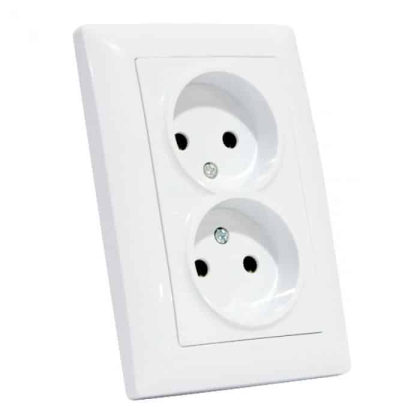 Розетка подвійна без заземлення біла TINA, Horoz Electric, 112-005-0018-010
