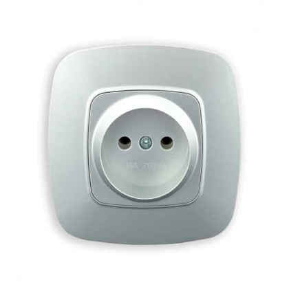 Розетка одинарна без заземлення срібло ELA, Horoz Electric, 112-007-0005-020