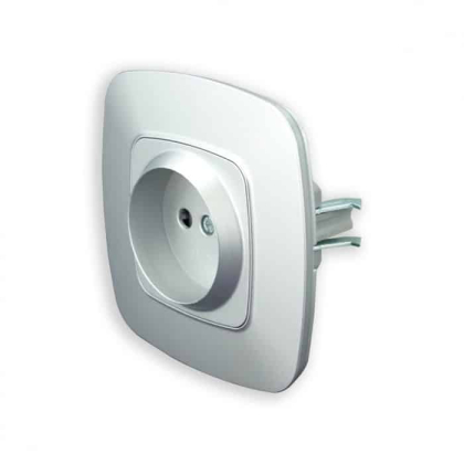 Розетка одинарна без заземлення срібло ELA, Horoz Electric, 112-007-0005-020