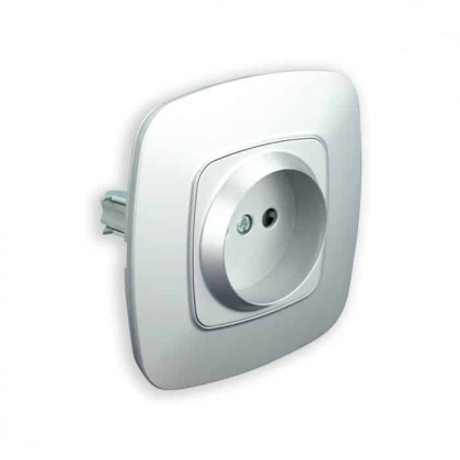 Розетка одинарна без заземлення срібло ELA, Horoz Electric, 112-007-0005-020