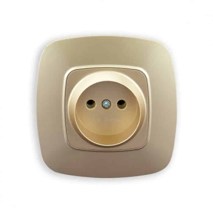 Розетка одинарна без заземлення золото ELA, Horoz Electric, 112-007-0005-030