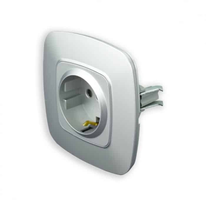 Розетка одинарна з заземленням срібло ELA, Horoz Electric, 112-007-0006-020