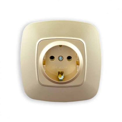 Розетка одинарна з заземленням золото ELA, Horoz Electric, 112-007-0006-030