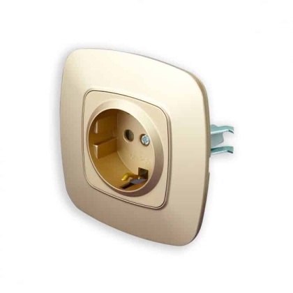 Розетка одинарна з заземленням золото ELA, Horoz Electric, 112-007-0006-030