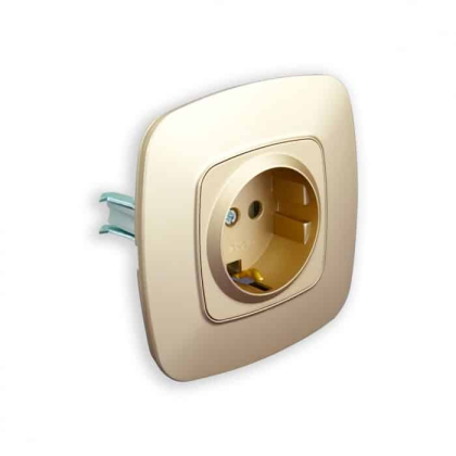 Розетка одинарна з заземленням золото ELA, Horoz Electric, 112-007-0006-030