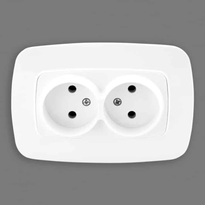 Розетка подвійна без заземлення біла ELA, Horoz Electric, 112-007-0007-010