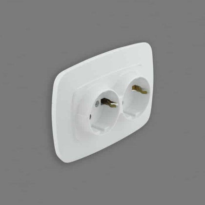 Розетка подвійна з заземленням біла ELA, Horoz Electric, 112-007-0008-010