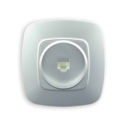 Розетка телефонна срібло ELA, Horoz Electric, 112-007-0010-020