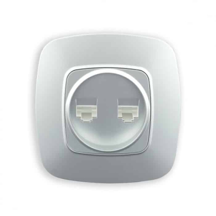 Розетка подвійна комп’ютерна срібло ELA, Horoz Electric, 112-007-0017-020