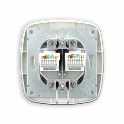 Розетка подвійна комп’ютерна срібло ELA, Horoz Electric, 112-007-0017-020