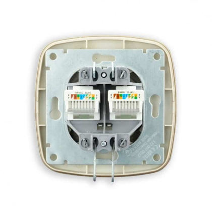 Розетка подвійна комп’ютерна чорний-золото ELA, Horoz Electric, 112-007-0017-040