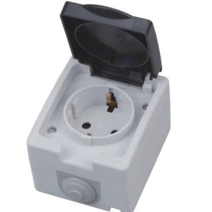 Розетка накладна 1-на з заземленням з кришкою ATOM, Horoz Electric, 112-100-0001-010