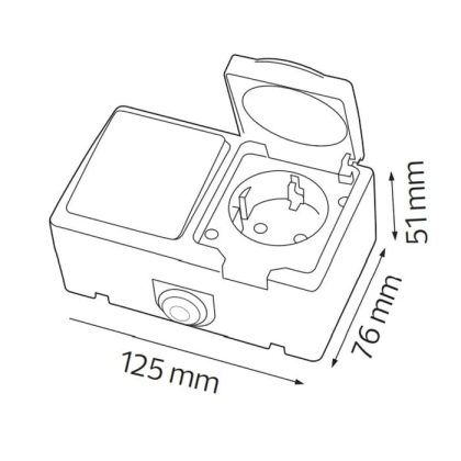 Розетка накладна 2-на з заземленням з кришкою ATOM, Horoz Electric, 112-100-0002-010