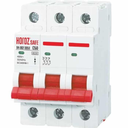 Автоматичний вимикач SAFE 50А 3P С, Horoz Electric, 114-002-3050-010