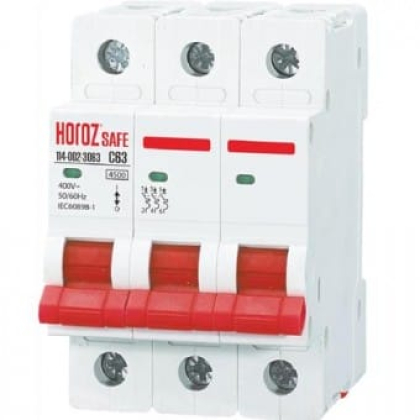 Автоматичний вимикач SAFE 63А 3P С, Horoz Electric, 114-002-3063-010