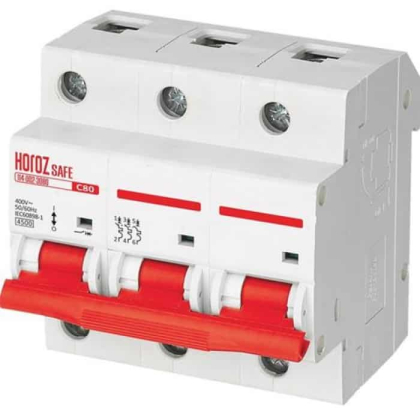 Автоматичний вимикач SAFE 80А 3P С, Horoz Electric, 114-002-3080-010