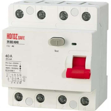 ПЗВ SAFE 40А 4P, Horoz Electric, 114-003-4040-010