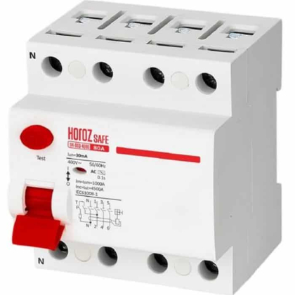 ПЗВ SAFE 80А 4P, Horoz Electric, 114-003-4080-010