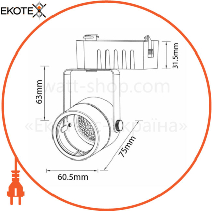 Светильник трековый MR16 GU10 220 240V белый круглый/1/50