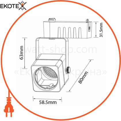 Светильник трековый MR16 GU10 220 240V черный квадратный/1/50