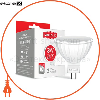 Maxus 1-LED-143-01 лампа светодиодная mr16 3w 3000k 220vgu5.3 gl