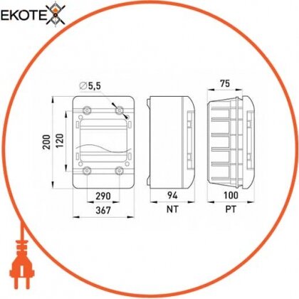 Корпус пластиковий навісний (NT) 18-модульний, однорядний, IP 40, Enext, 6665-118