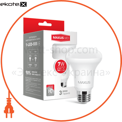 Maxus 1-LED-555 лампа светодиодная r63 7w 3000k 220v e27