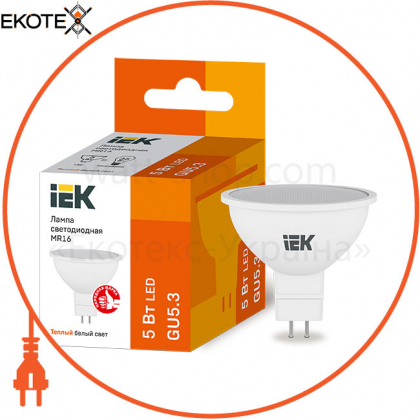 Лампа світлодіодна MR16 софіт 5Вт 230В 3000К GU5.3 IEK, IEK, LLE-MR16-5-230-30-GU5