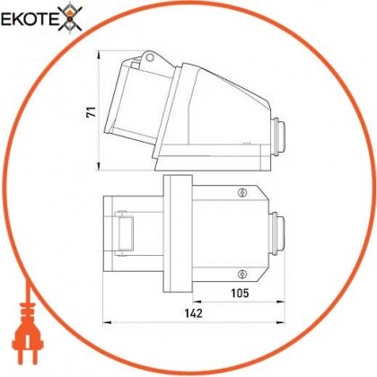 Силова розетка стаціонарна e.socket.pro.5.32, 5п., 380В, 32А (125), Enext, p012008