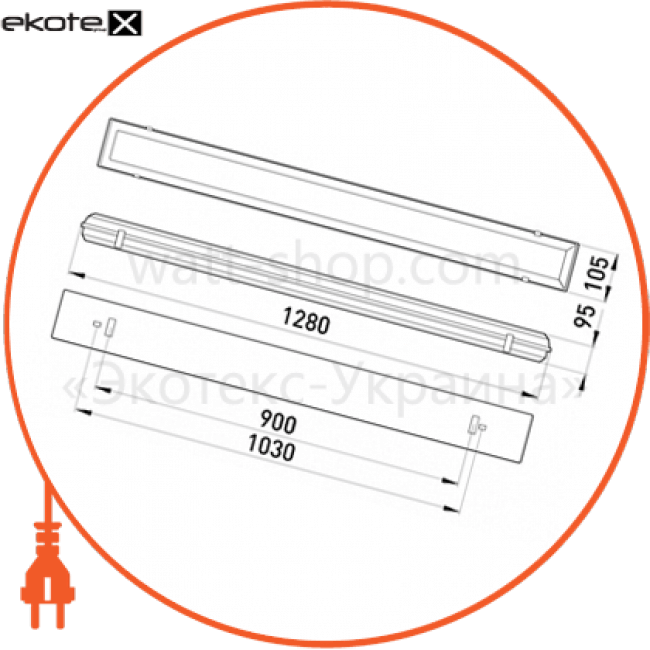 Enext l001010 светильник люминесцентный с призматическим плафоном e.lum.cpw.1.40 1х40w ip65