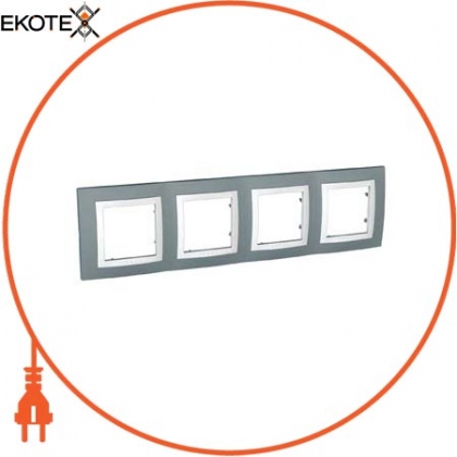 Unica Basic - декоративна рамка - 4 gangs, H71 - technical grey / white, Schneider, MGU2.008.858
