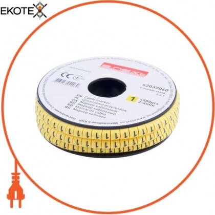 Маркер кабельний e.marker.stand.2.4.1, 2-4 кв. мм, "1", 500 шт, Enext, s2037060