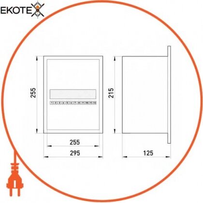 Enext RP-12-P шкаф распределительный e.mbox.rp-12-p металлическая, встраиваемая, 12 мод. 215х255х125 мм