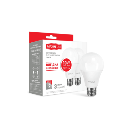 Набір LED ламп Maxus A60 10W тепле світло E27 (по 2 шт.) (2-LED-561-01), Maxus, 2-LED-561-01