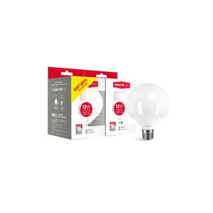 Набір ламп MAXUS G95 12W 3000K E27 (вигідна покупка 2 шт.), Maxus, 2-LED-901