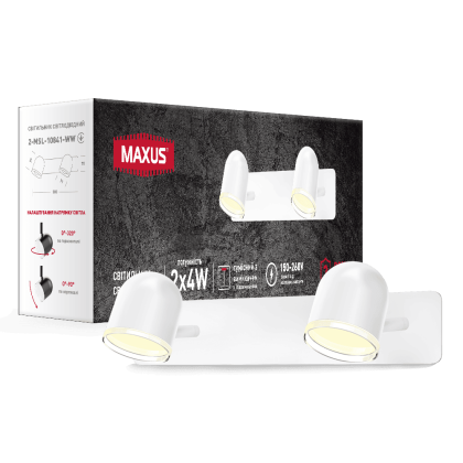 Спот світильник на 2 лампи MAXUS MSL-01W 2x4W 4100K білий, Maxus, 2-MSL-10841-WW